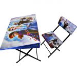 میز تحریر و صندلی میزیمو مدل باکسدار تاشو طرح فروزن 2 کد 1.1